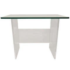 1970's Glass Topped Lucite Table