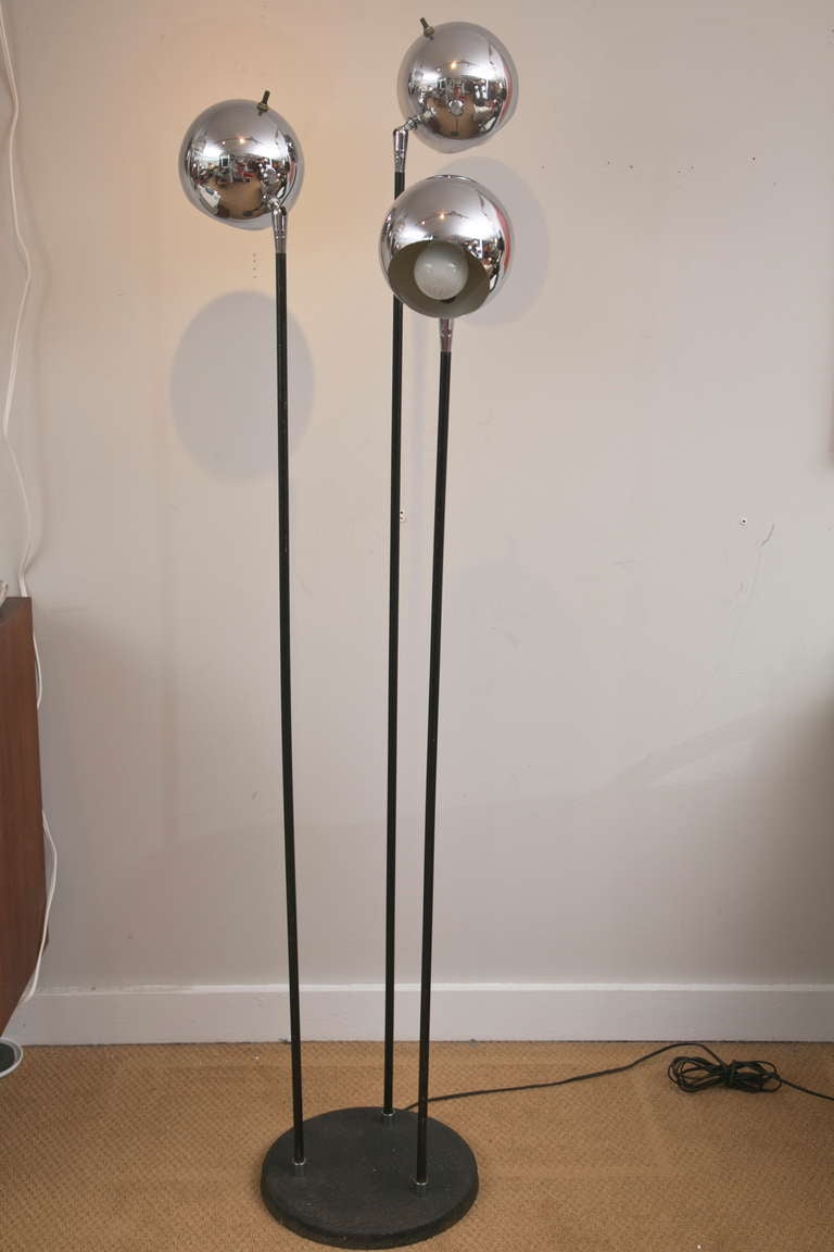 American Mid-Century Modern Triple Head Floor Lamp