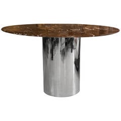 Mid-Century Red Marble Table in Brueton Style