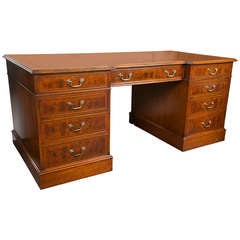 Neoclassical Style Burl Yew Wood Desk