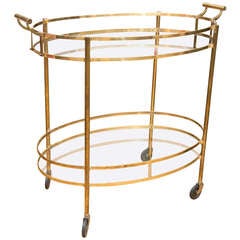 Classic Mid-Century Oval Bar Cart