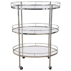 Mid-Century Tri-Level Chrome Bar Cart