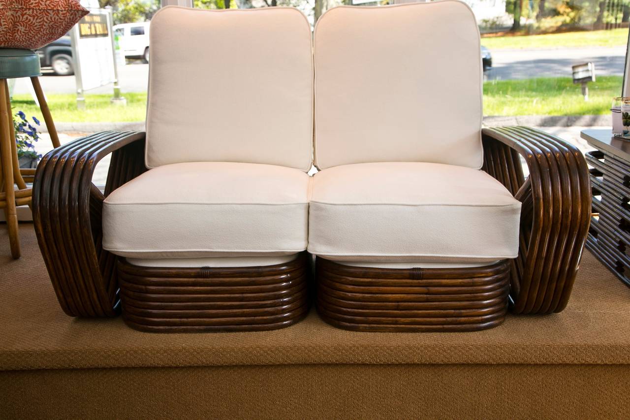 MidCentury Rattan Loveseat after Paul Frankl at 1stdibs