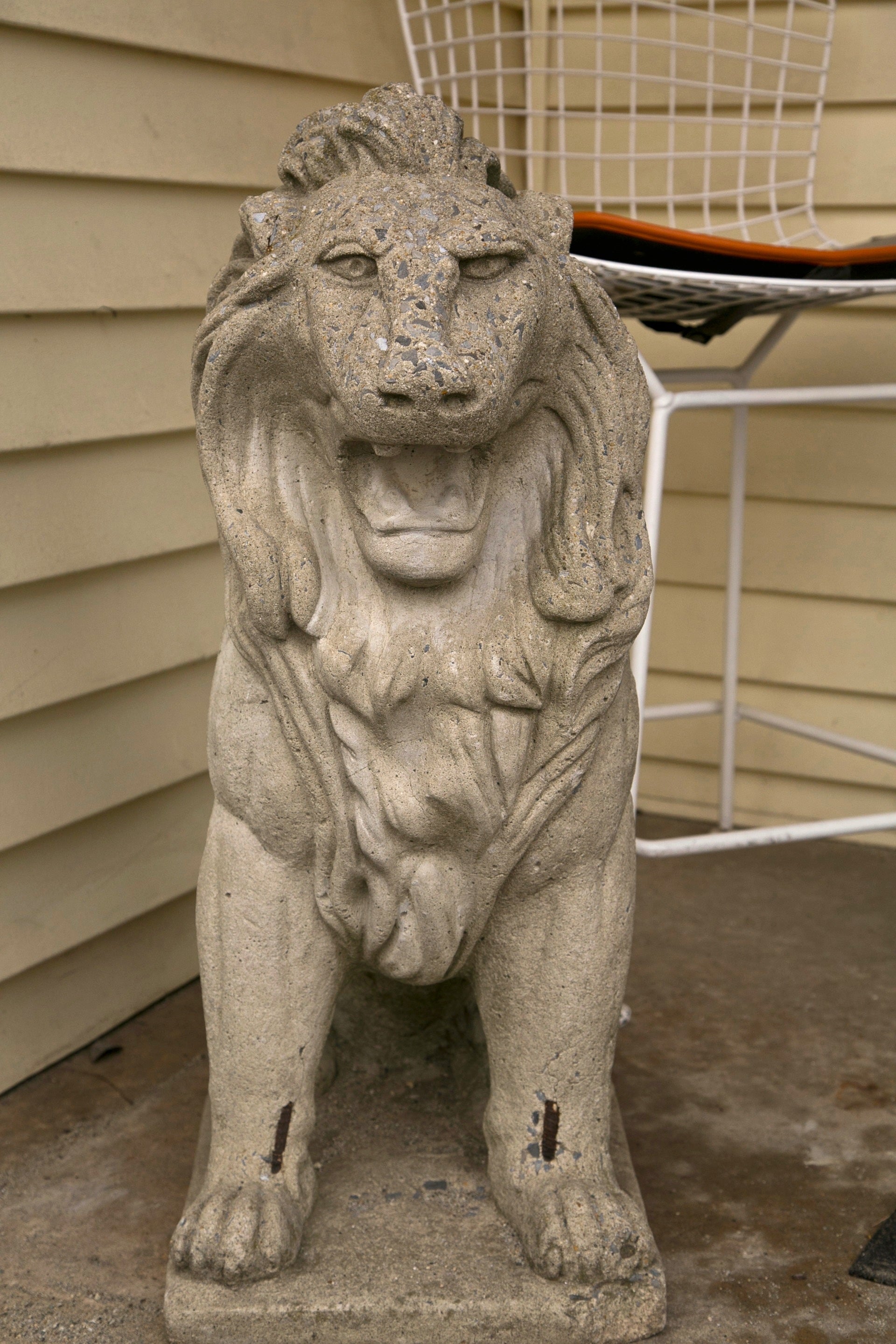 Vintage Pair of Cast Stone Garden Lions