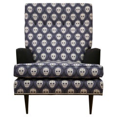 Mid-Century Skull Fabric Chair