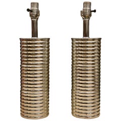 Vintage Cylinder Lamp Pair