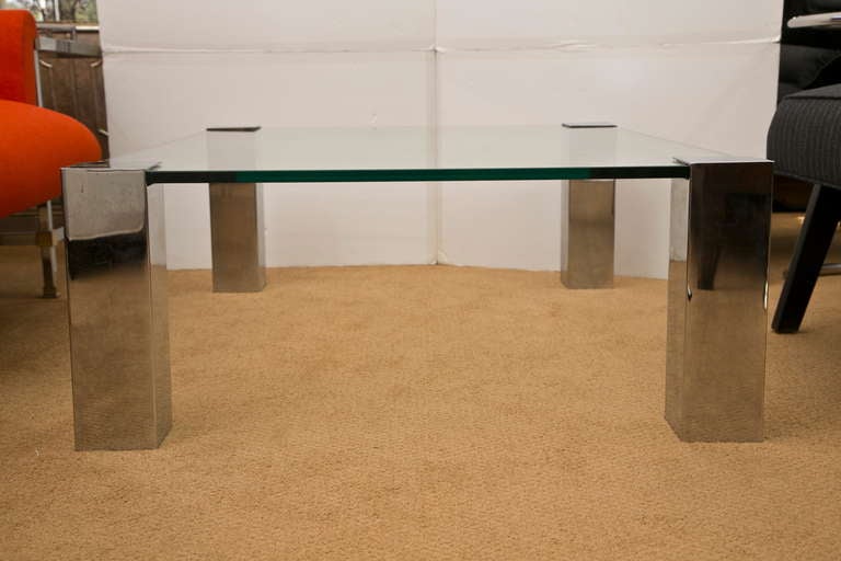 Vintage Chrome Plinth Coffee Table by Cidue Italy