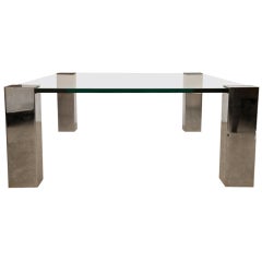 Vintage Chrome Plinth Coffee Table by Cidue Italy