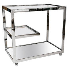 Milo Baughman Bar Cart with Accent Tier