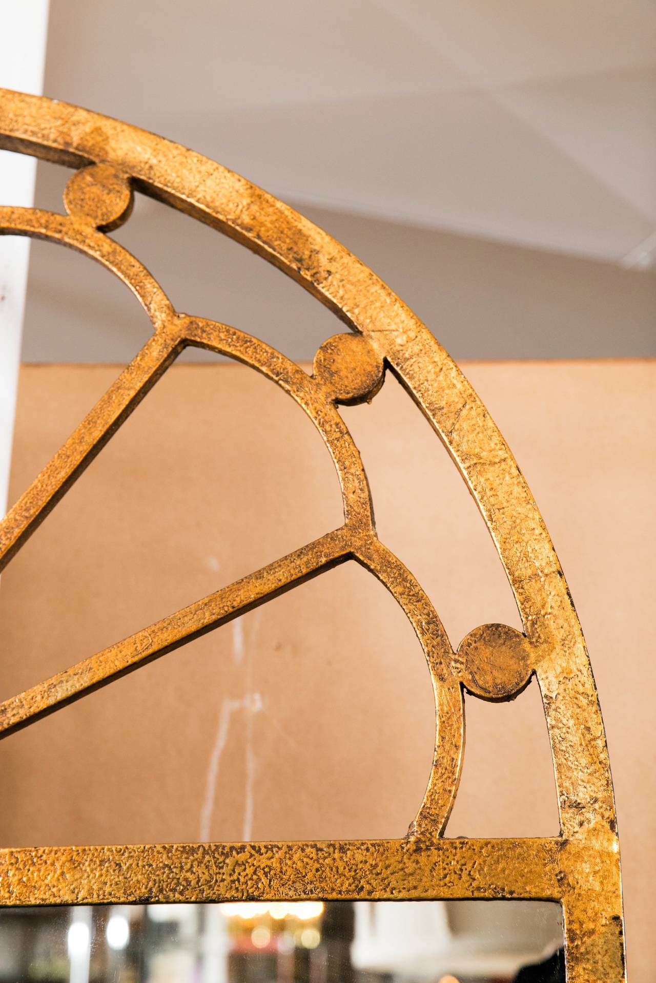 Mid-Century Modern Gilt Encrusted Iron Arch Mirror