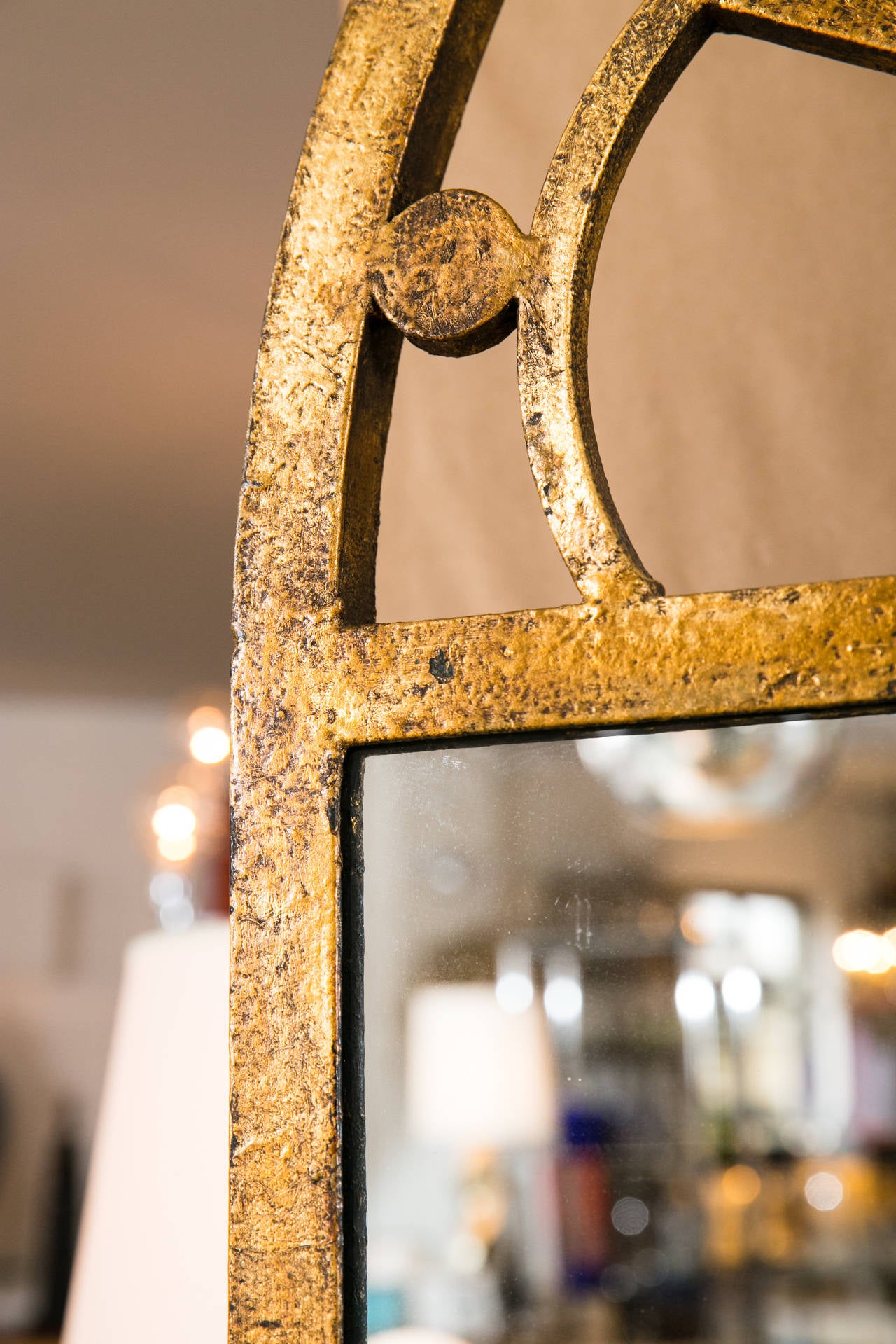 Gilt Encrusted Iron Arch Mirror In Excellent Condition In Wilton, CT