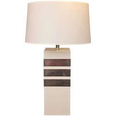 Mid-Century Modern Silver Banded Table Lamp