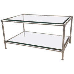 Neoclassical Style Faux- Bamboo Silver Leaf Coffee Table