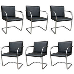 Set of Six Brno Style Tubular Chairs