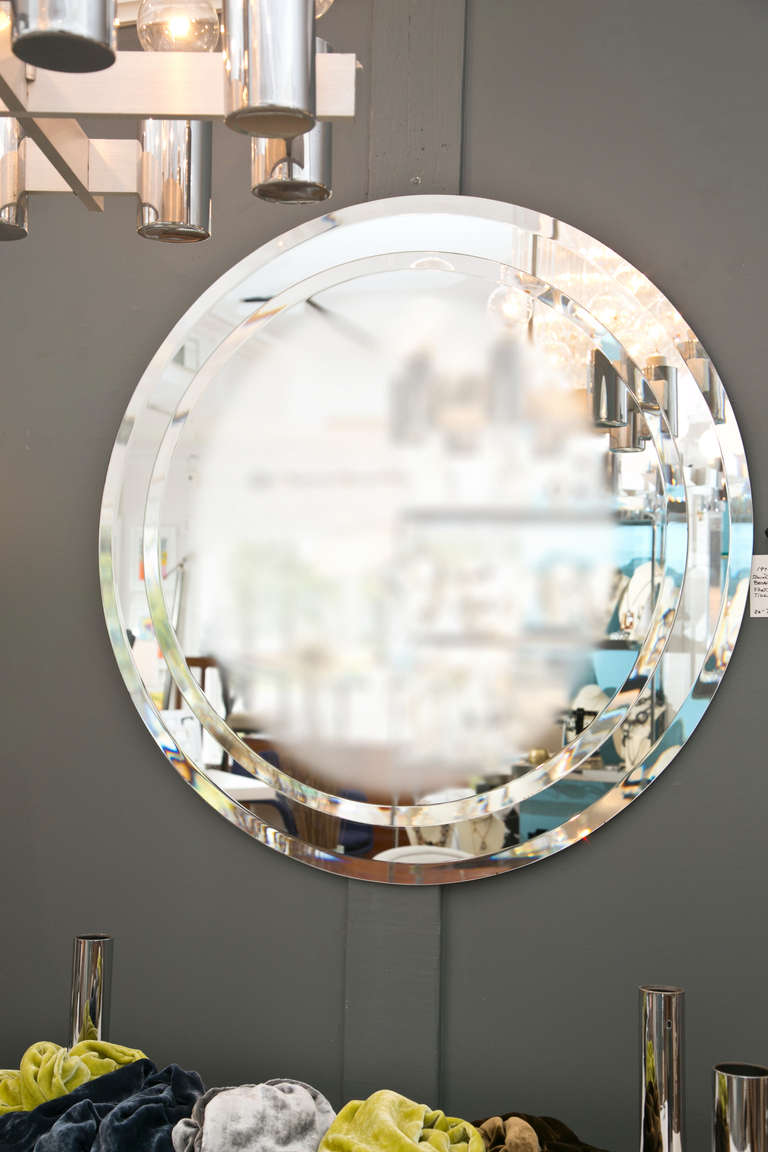 Mid-Century Modern Tiered Round Mirror
