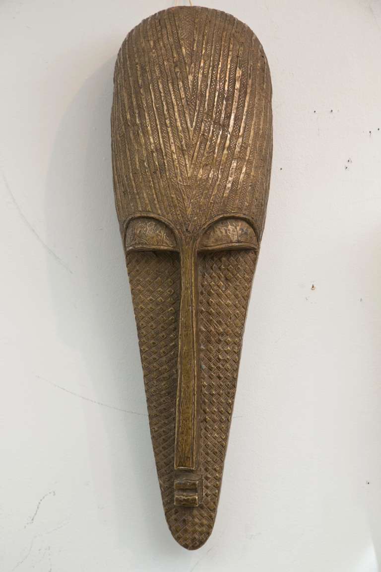 Traditional Brass Sheathed Masks In Excellent Condition In Wilton, CT