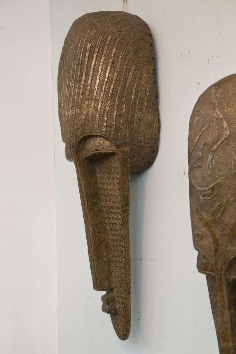 Wood Traditional Brass Sheathed Masks