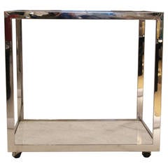 Milo Baughman Chrome & Marble Barcart