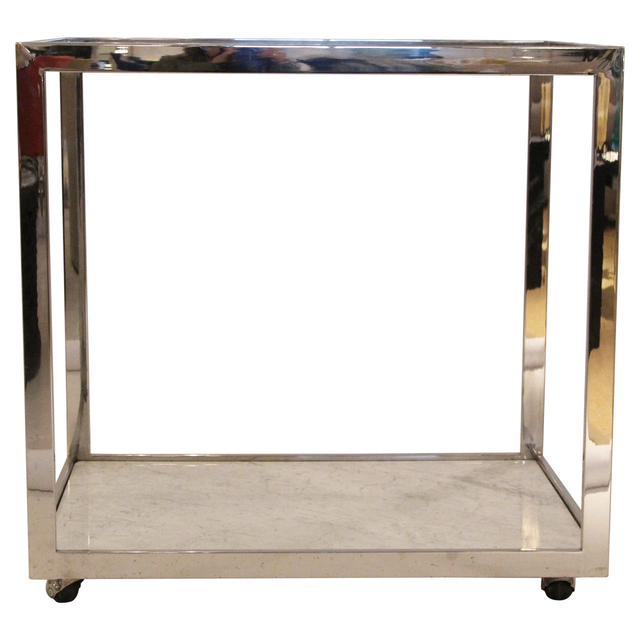 Milo Baughman Chrome & Marble Barcart