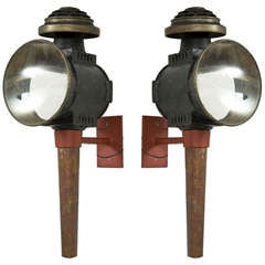 Antique Carriage Lamps 19th Century Pair