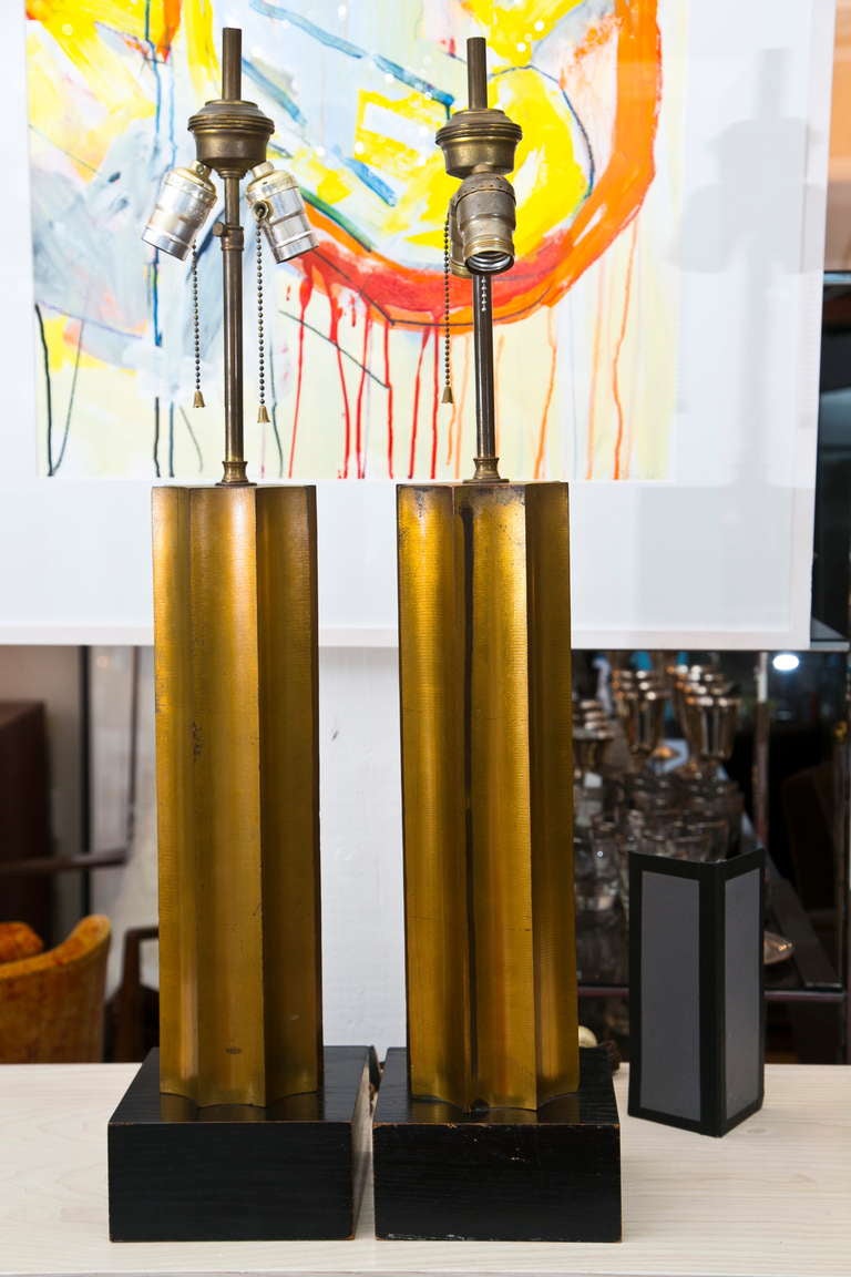 1940's/1950's Gilt Wood Lamp Pair