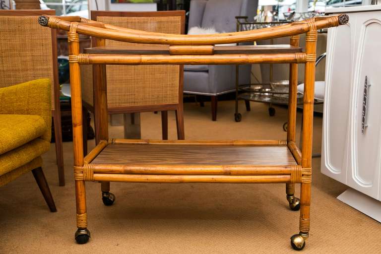 vintage rattan bar cart