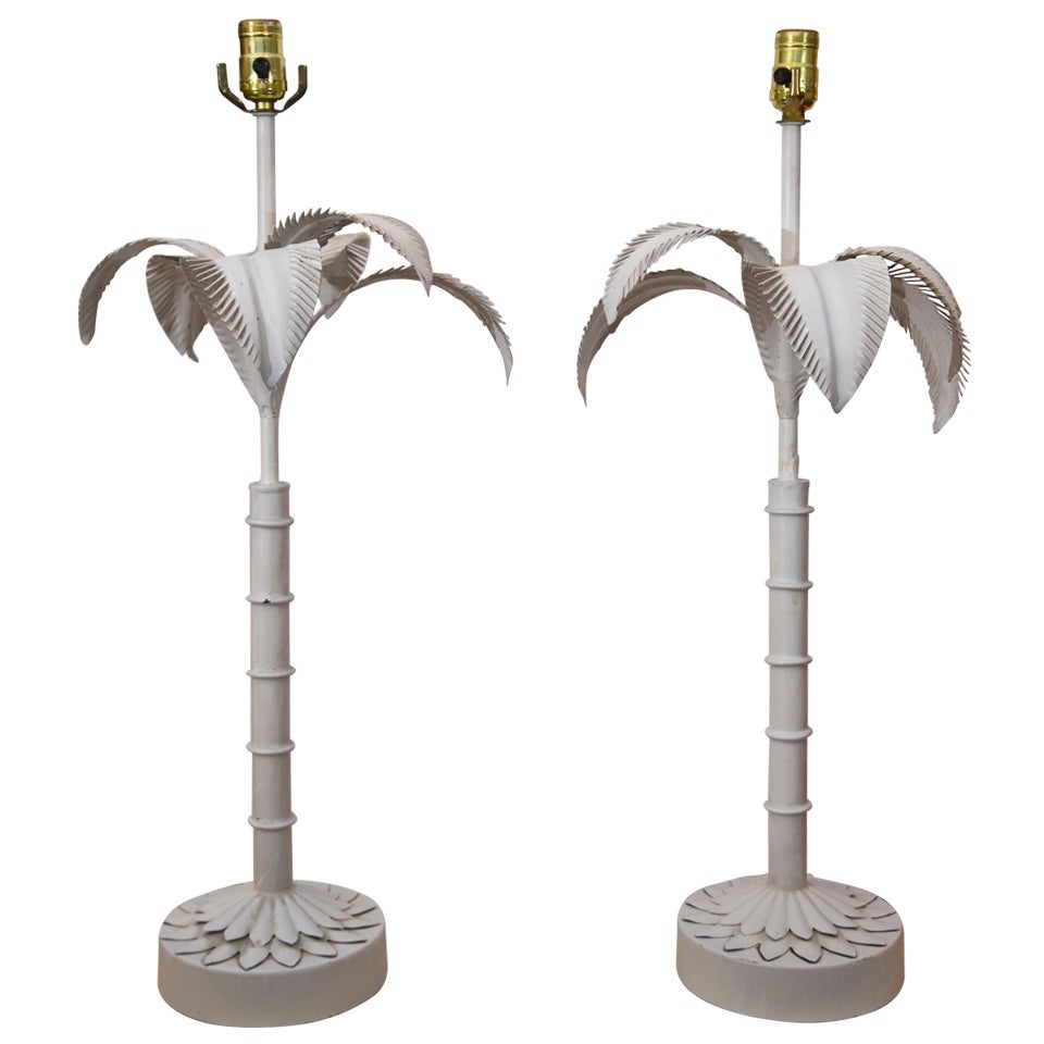 Vintage Pair of Palm Lamps
