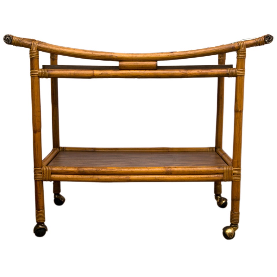 Mid-Century Rattan Bar Cart