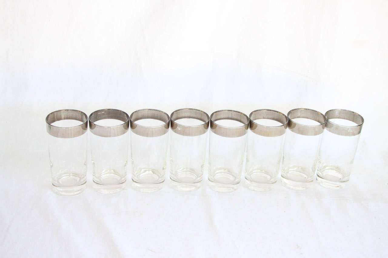 Dorothy Thorpe Silver Band Highball Glasses, Set of Eight