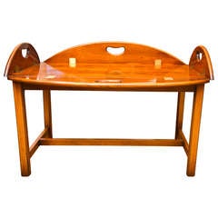 Antique British Yew Wood Butler's Tray Table