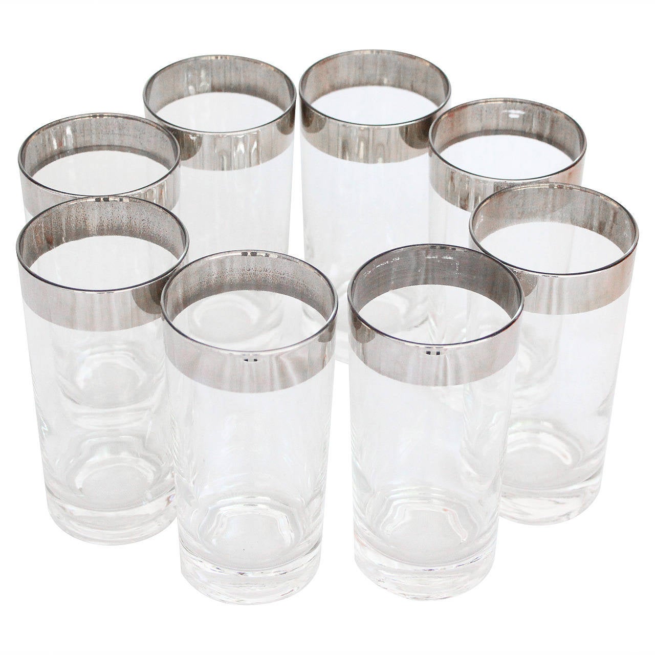 Dorothy Thorpe Silver Band Highball Glasses, Set of Eight at 1stDibs