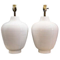 Vintage Lacquered Ceramic Lamp Pair Vintage Lacquered Ceramic Lamp Pair