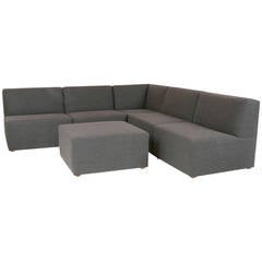 Modern Style Sectional in Grey Wool