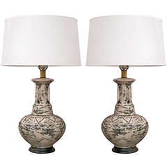 Pair of Period 1950's Ceramic Lamps