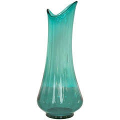 Retro Mid-Century Viking Turquoise Glass Vase
