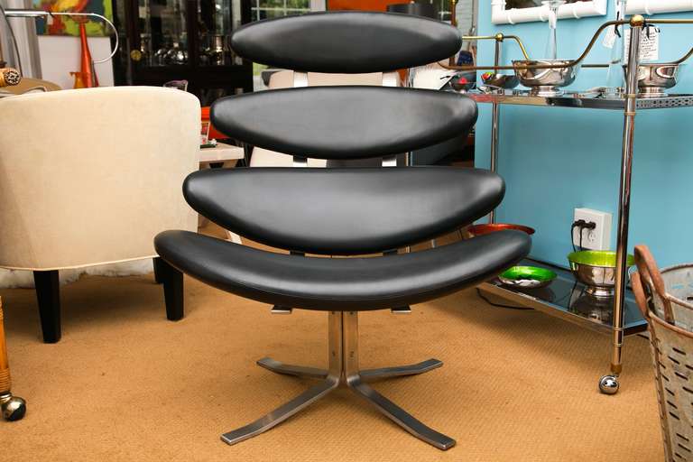 Mint condition Uber-Classic Corona chair designed by Paul Volther and manufactured by Erik Jorgensen. Produced in Denmark. Original design 1961. Did we mention that it is incredibly comfortable and solid feeling?