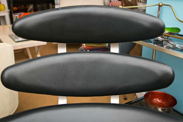 Steel Period 1960's Corona Lounge Chair in Black Leather