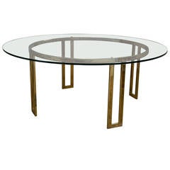 Mid-Century Brass and Glass Cocktail Table