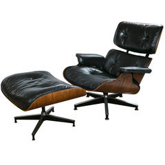 Eames Loungesessel und Ottomane im Vintage-Stil