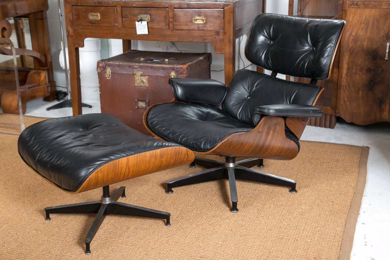 Vintage and all original. Calling it a 'classic' is an understatement. Every lover of the Mid-Century needs this in their home! This is a true from the era Eames lounge chair and ottoman with the Herman Miller labels to prove it! Minor wear and tear