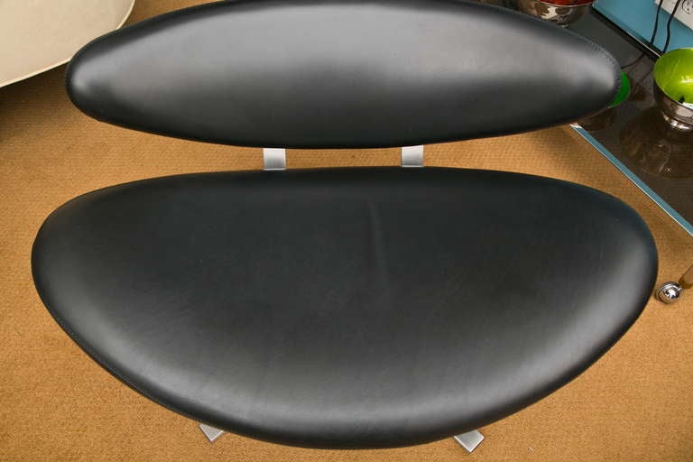 Period 1960's Corona Lounge Chair in Black Leather 1