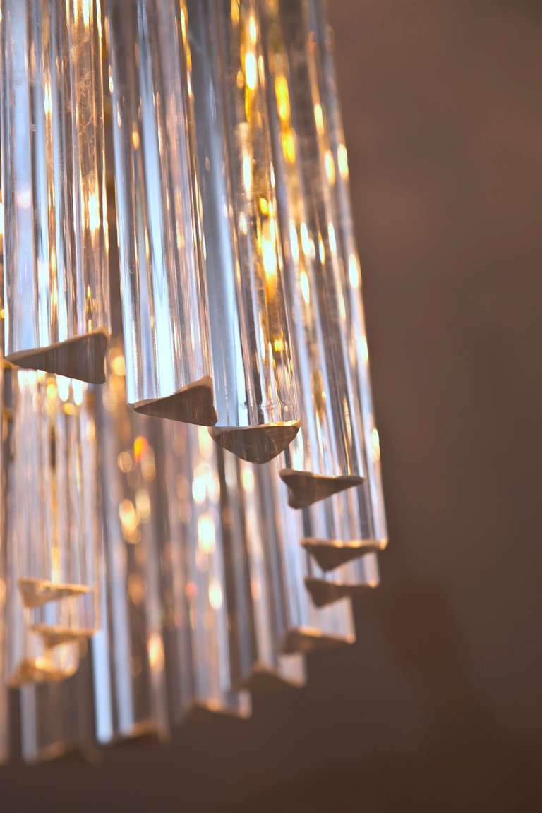 Late 20th Century 1970's Crystal and Lucite Drum Chandelier