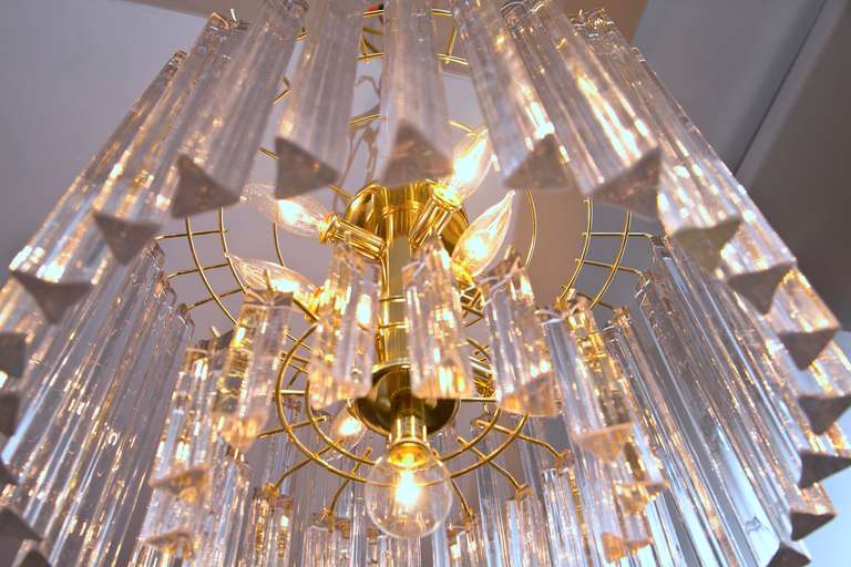 American 1970's Crystal and Lucite Drum Chandelier