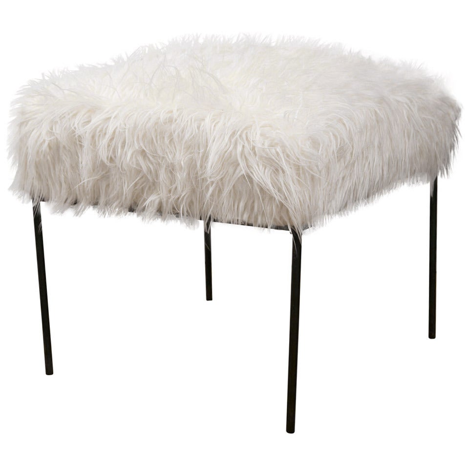 Faux-Mongolian Lamb Paul McCobb Ottoman