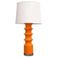 1960's Pop Orange Ceramic Table Lamp