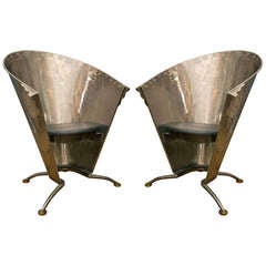 Mid Century French  Cafe Club Chair Pair