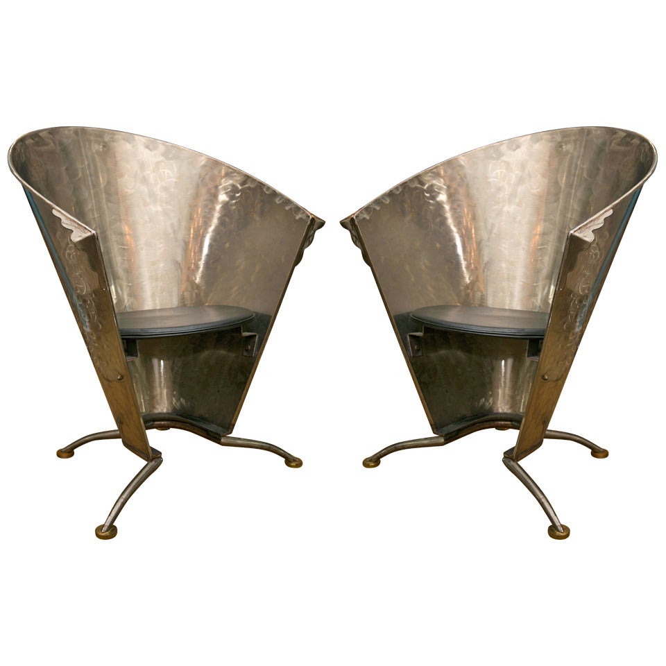 Mid Century French  Cafe Club Chair Pair