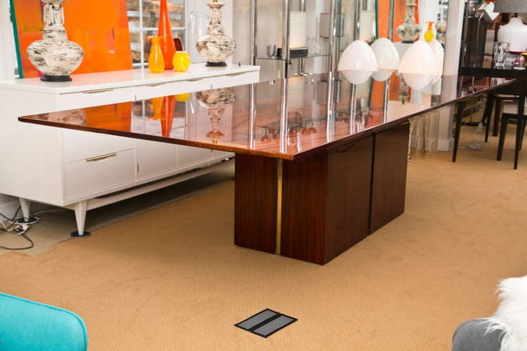 Banded Bookmatched Flame Mahogany Dining Table by Directional Furniture