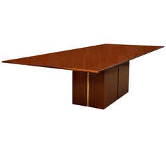 Banded Bookmatched Flame Mahogany Dining Table by Directional Furniture