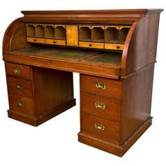 Used 19th c. Campaign Style Roll Top Desk